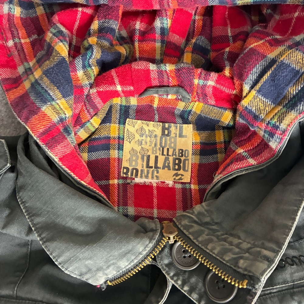 Billabong Womens L Olive Green Utility Field Jacket Flannel Lined Cotton Canvas - Picture 3 of 10